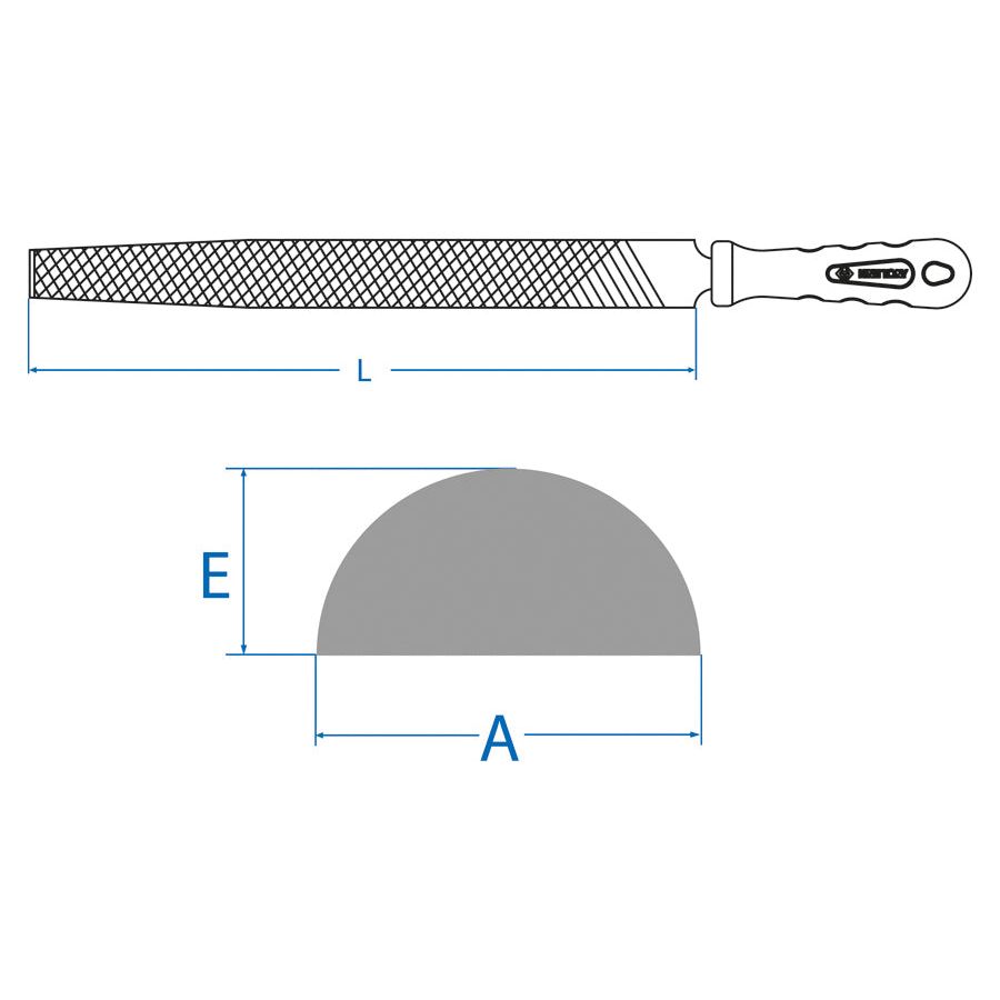 KING TONY Profi-Werkzeuge - Halbrund-Feile mit Griff, Second Cut - 200 mm 7520208G
