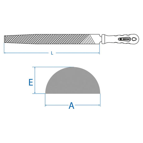KING TONY Profi-Werkzeuge - Halbrund-Feile mit Griff, Second Cut - 250 mm 7520210G
