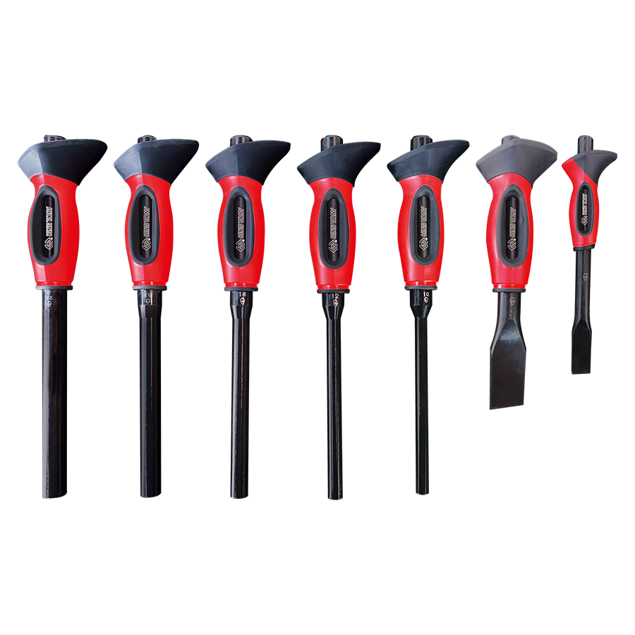 KING TONY Profi-Werkzeuge - Kartonbox mit 5 Ummantelter Schlagstab + 2 Meißel, Zwei-Materia 7tlg. 76677P