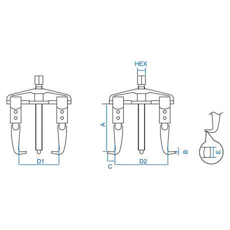 KING TONY Profi-Werkzeuge - Monoblock-Abzieher, 3 T - 100x130 mm 7962B05