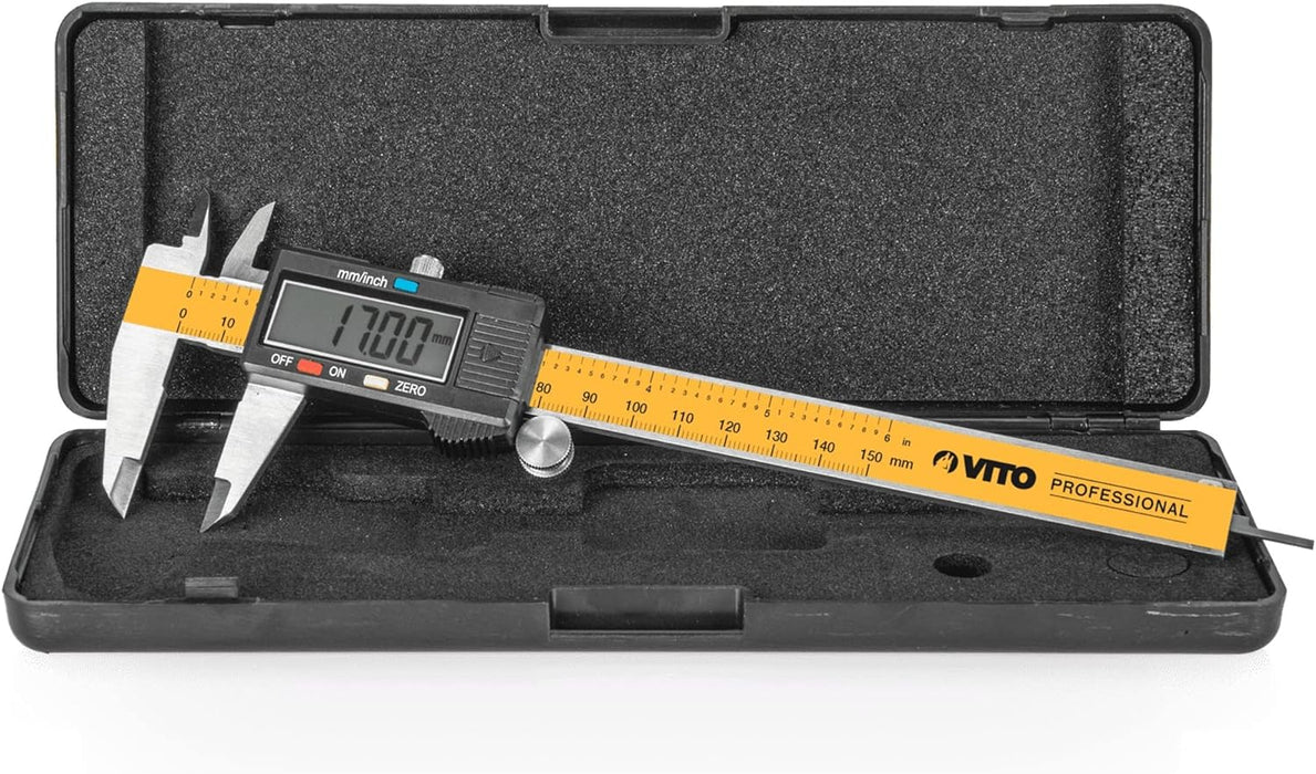 VITO Digitaler Messschieber - Messlehre mit LCD Display - Messgenauigkeit 0,01 mm - Digitale Schieblehre