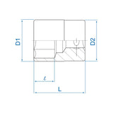 KING TONY Profi-Werkzeuge - 1" Steckschlüssel,  Standard  - 1-1/2" 833048S