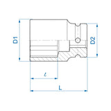 KING TONY Profi-Werkzeuge - 1" Kraft-Steckschlüssel, metrisch, lang - 42 mm 843542M