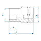 KING TONY Profi-Werkzeuge - 1" Kraft-Steckschlüssel, metrisch, lang - 21 mm 853421M