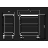 KING TONY Profi-Werkzeuge - Tischwagen mit 3 Ablagen 874411B