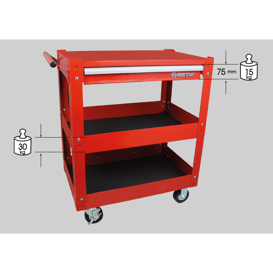 KING TONY Profi-Werkzeuge - Tischwagen mit 3 Ablagen 874411B