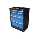 KING TONY Profi-Werkzeuge - Niedriges Möbel 4 Schubladen - Schwarz-Blau 87D1104AKB