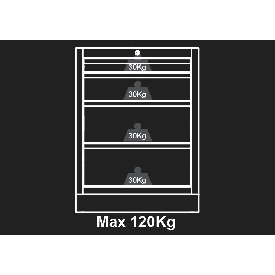 KING TONY Profi-Werkzeuge - Niedriges Möbel 4 Schubladen - Schwarz-Blau 87D1104AKB