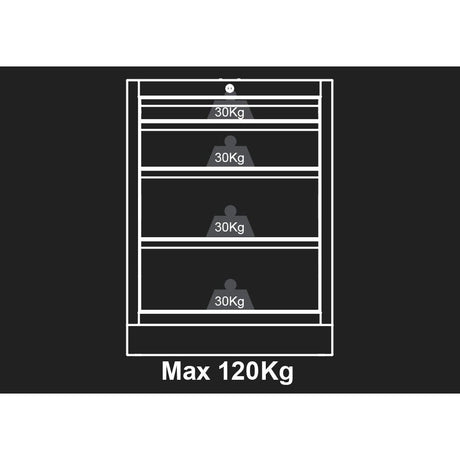 KING TONY Profi-Werkzeuge - Niedriges Möbel 4 Schubladen - Schwarz-Grau 87D1104AKG