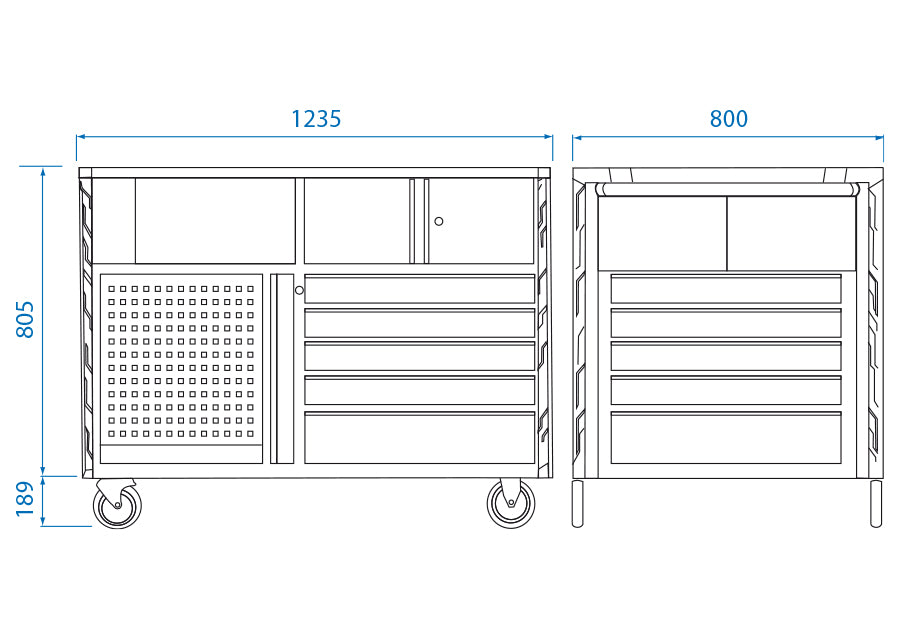 KING TONY Profi-Werkzeuge - Werkzeugwagen "Superb workbench" mit Arbeitsplatte aus Holz 87SQ3410BABK