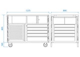KING TONY Profi-Werkzeuge - Werkzeugwagen "Superb workbench" mit Arbeitsplatte aus Holz 87SQ3410BABK