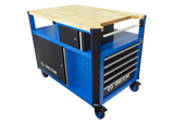 KING TONY Profi-Werkzeuge - Werkzeugwagen "Superb workbench" mit Arbeitsplatte aus Holz 87SQ3410BABK