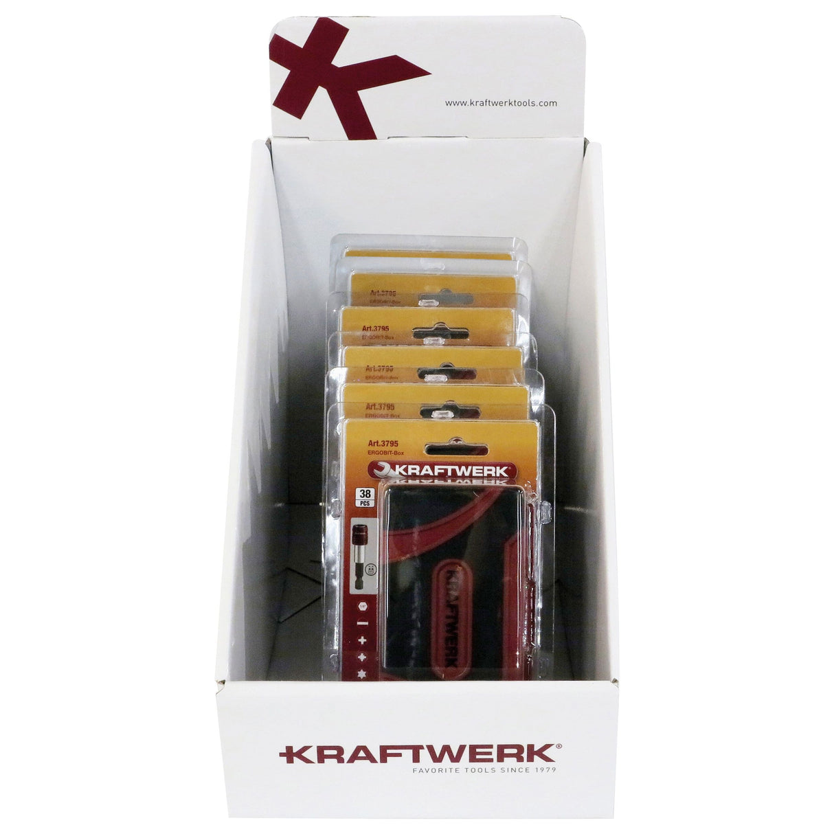 Kraftwerk Ergokraft 1/4" Bit-Box, 38-tlg., Verkaufsdisplay mit 6 Stk
