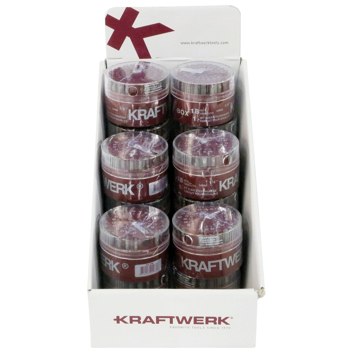 Kraftwerk 1/4" MAGNUM Bit-Box 50 mm, 19-tlg., Verkaufsdisplay mit 12 Stk