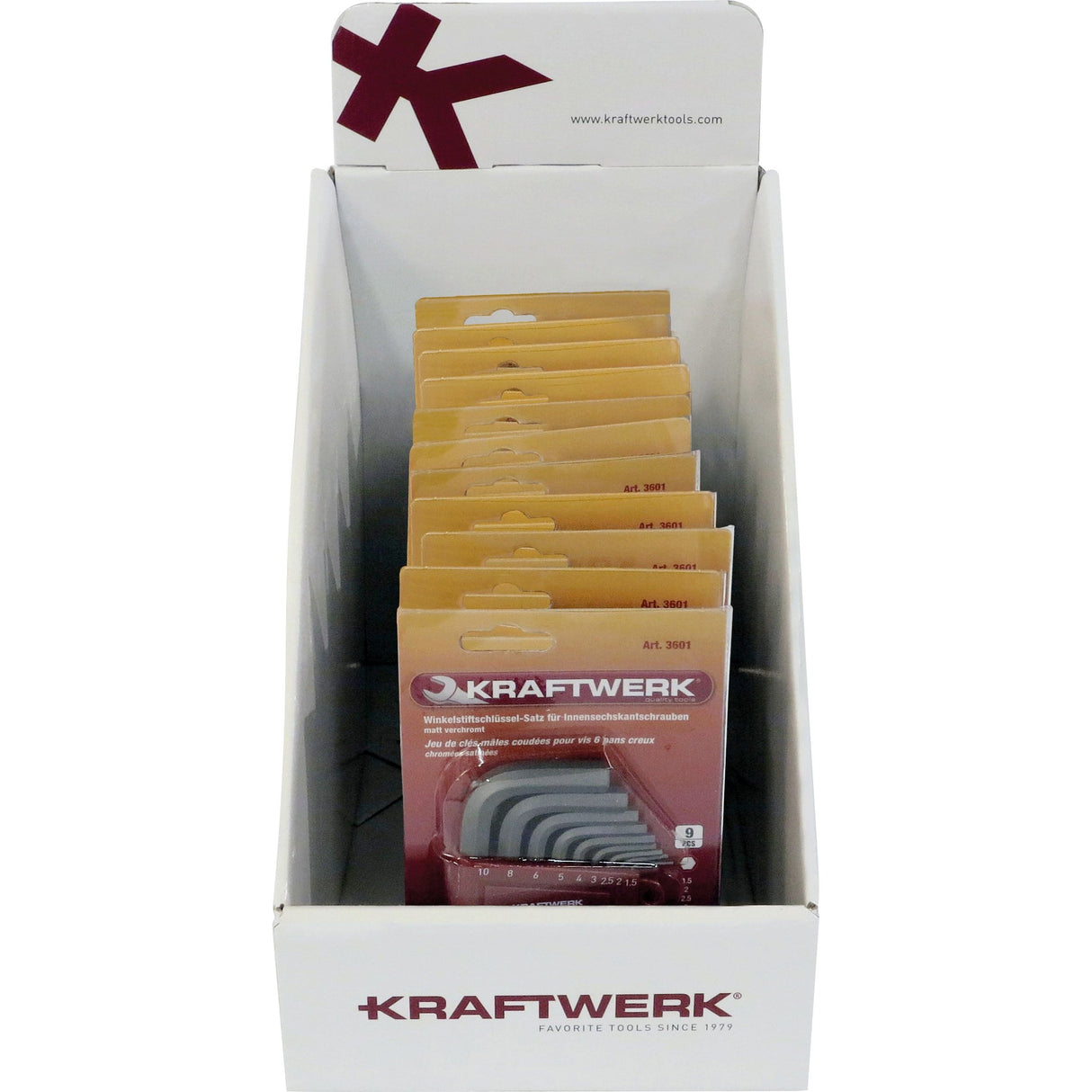 Kraftwerk Winkelstiftschlüssel Innen 6-kant Set, 1,5 - 10 mm, 9-tlg., Verkaufsdisplay mit 11 Stk