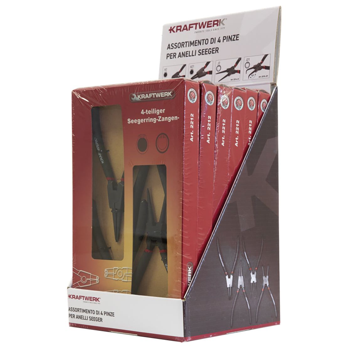 Kraftwerk Sicherungsringzangen Set, 4-tlg., Verkaufsdisplay mit 6 Stk