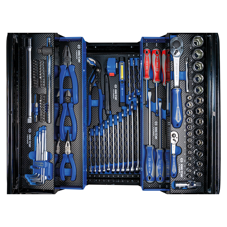 KING TONY Profi-Werkzeuge - Komplette Werkzeugkiste, blau - 100  tlg. 902100MKB2