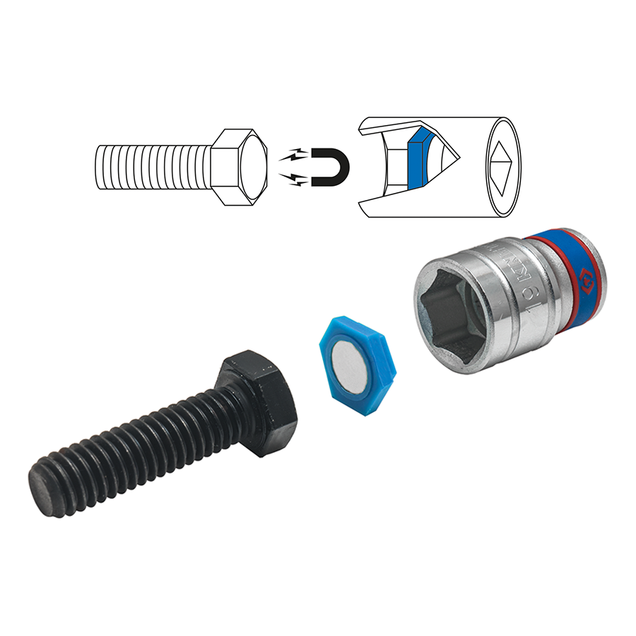 KING TONY Profi-Werkzeuge - Magnet-Einsatz · für Steckschlüsseleinsätze - 10tlg. 91000M