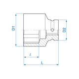 KING TONY Profi-Werkzeuge - 1-1/2" Kraft-Steckschlüssel, metrisch - 65 mm 953565M