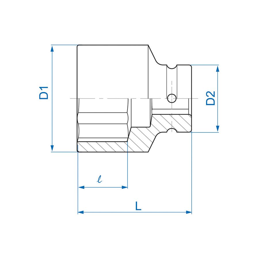 KING TONY Profi-Werkzeuge - 1-1/2" Kraft-Steckschlüssel, metrisch - 150 mm 9535FOM