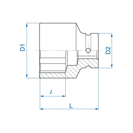 KING TONY Profi-Werkzeuge - 1-1/2" Kraft-Steckschlüssel, metrisch - 150 mm 9535FOM