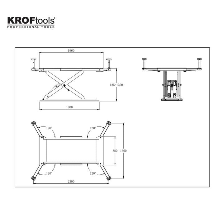 KROFtools 3.000kg Scheren-Hubtisch mit Einfach-Schere, Universal elektrisch Hubtisch, 3to Scherenhebebühne - 9819