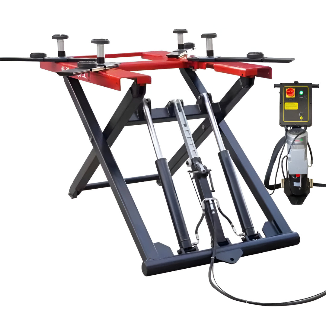 KROFtools robuste 3t KFZ Mobile Scherenhebebühne 11cm flach, 3000kg Mobile Hebebühne, verstelbare Arme - 9830
