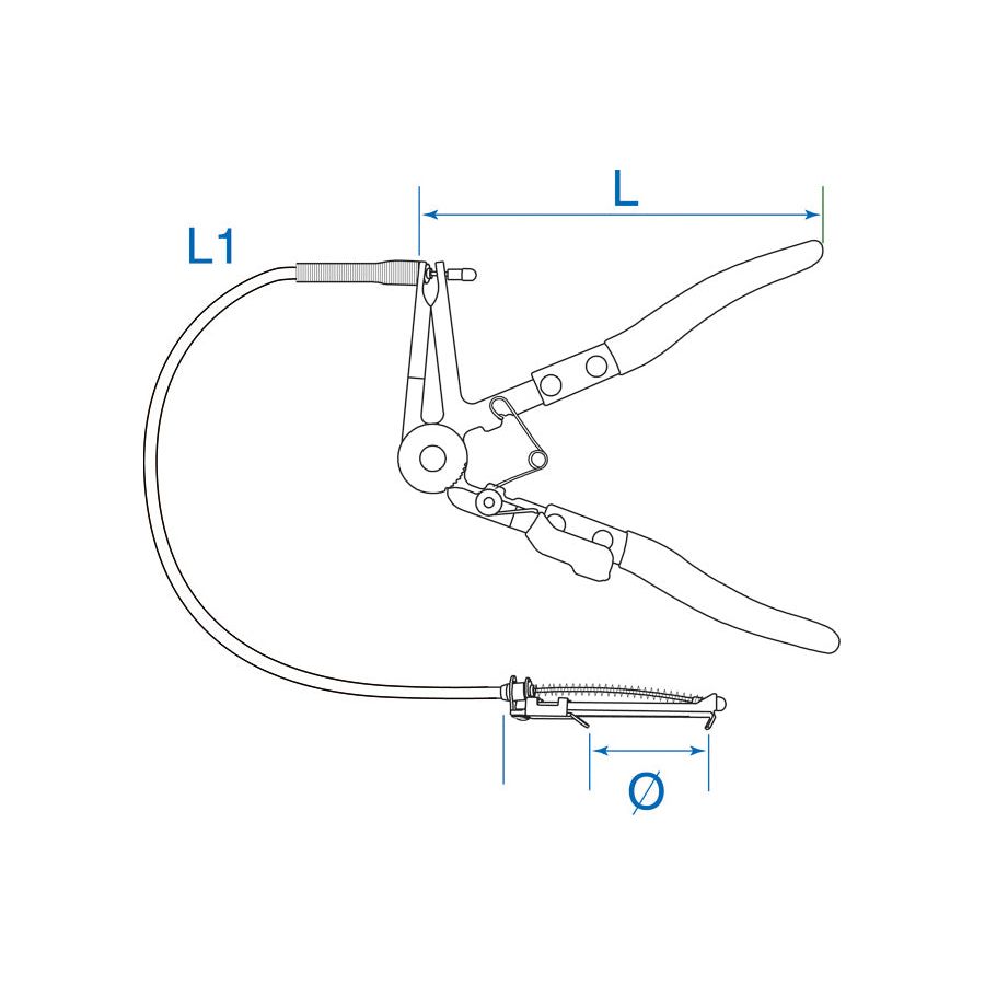 KING TONY Profi-Werkzeuge - Gebogene Schlauchklemmenzange - 225 mm 9AA31
