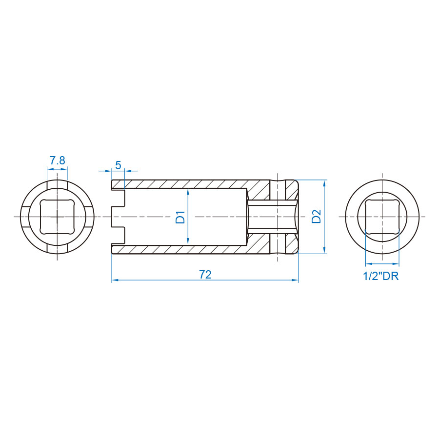 KING TONY Profi-Werkzeuge - 1/2" Steckschlüssel für Diesel-Einspritzventil - Man & Benz 9AN43