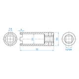 KING TONY Profi-Werkzeuge - 1/2" Steckschlüssel für Diesel-Einspritzventil - Man & Benz 9AN43