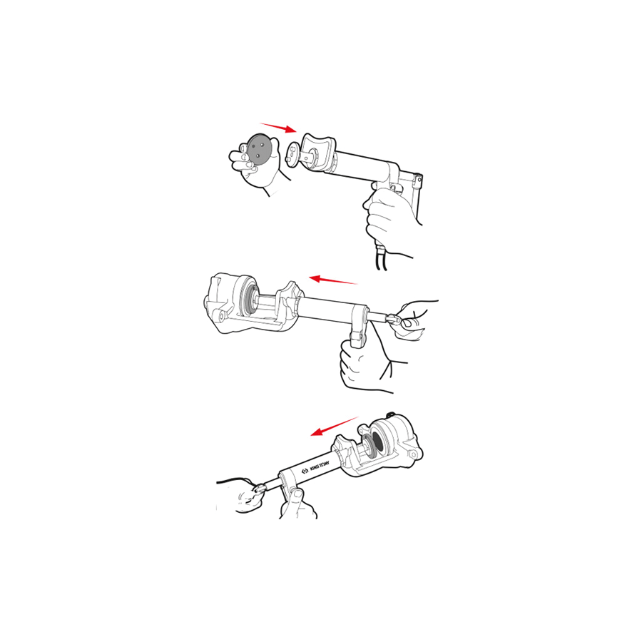 KING TONY Profi-Werkzeuge - Bremskolbenrücksteller-Set, pneumatisch "slim" - 18 tlg. 9BC251