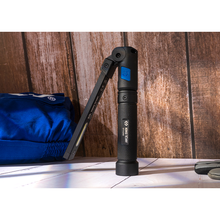 KING TONY Profi-Werkzeuge - LED Inspektionslampe Slim COB+SMD, klappbar und wiederaufladbar 9TA268AA