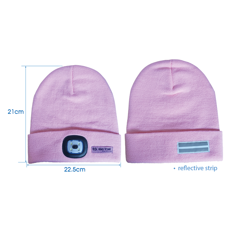 KING TONY Profi-Werkzeuge - Mütze mit integrierter LED-Stirnlampe "rosa Farbe" 9TA56PA
