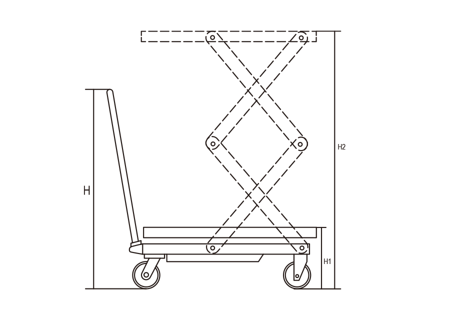 KING TONY Profi-Werkzeuge - Manueller Doppelscheren-Hubtisch - 350 kg 9TYC12035AB