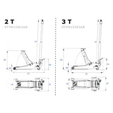 KING TONY Profi-Werkzeuge - Hydraulischer Rangierwagenheber - 3 Tonnen 95-515mm 9TYN13303AB