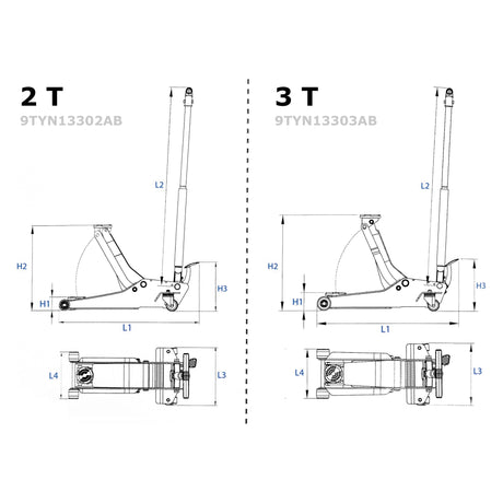 KING TONY Profi-Werkzeuge - Hydraulischer Rangierwagenheber - 3 Tonnen 95-515mm 9TYN13303AB