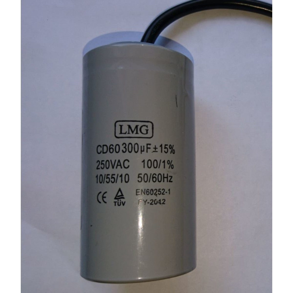 Aircraft Kondensator 300µF / 250V AC Ø50x98 / mit Anschlusskabel 2pol. - Art. 0250222104M
