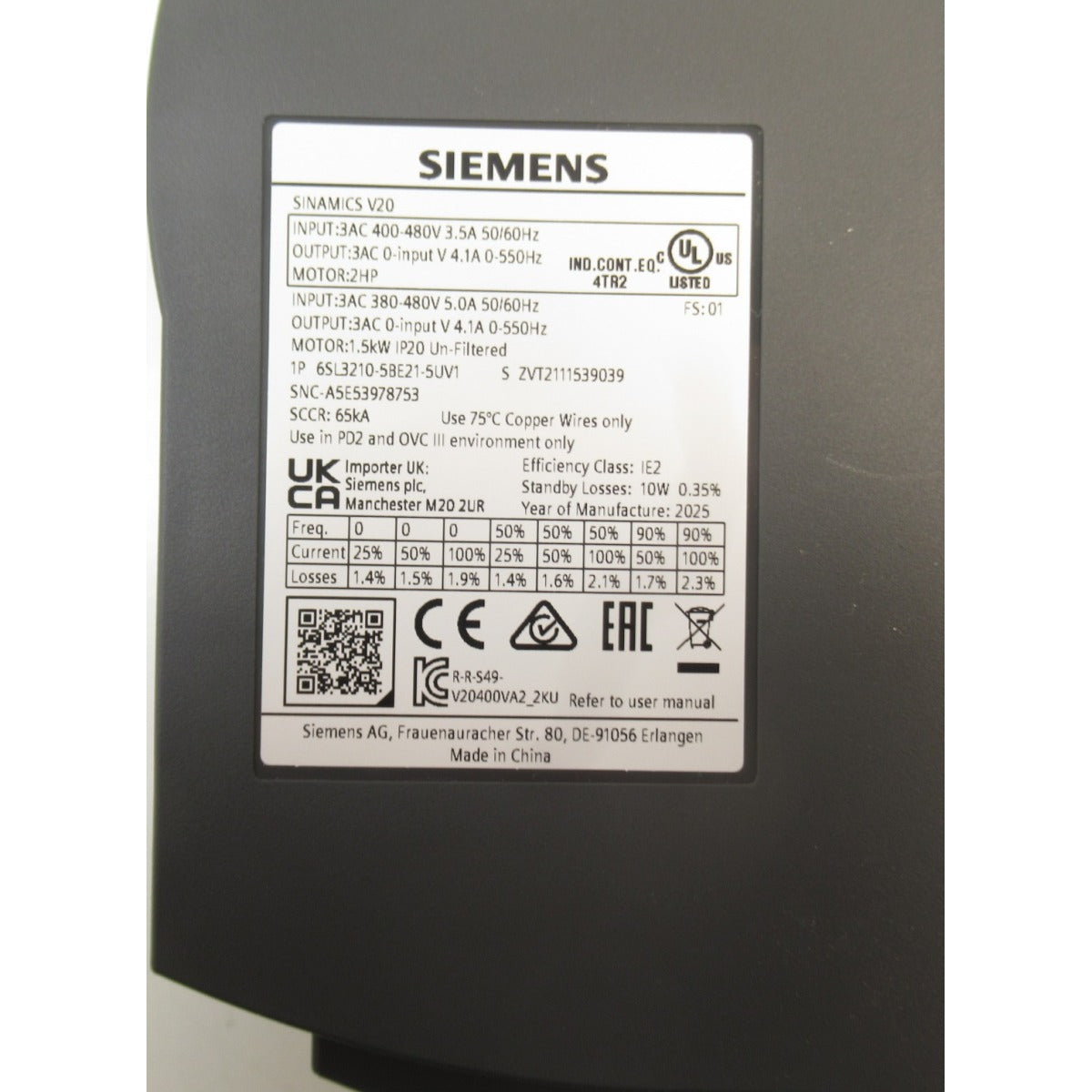 Optimum Frequenzumrichter MH35V Sinamics V20 1,5KW - Art. 033381701U2V2