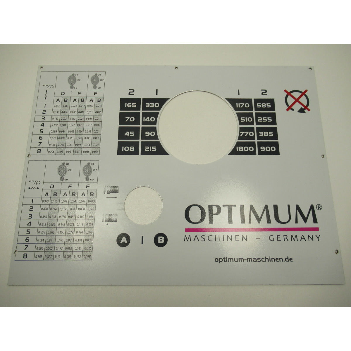 OPTIMUM Label Spindelstock TH4010 SM-03402070L01