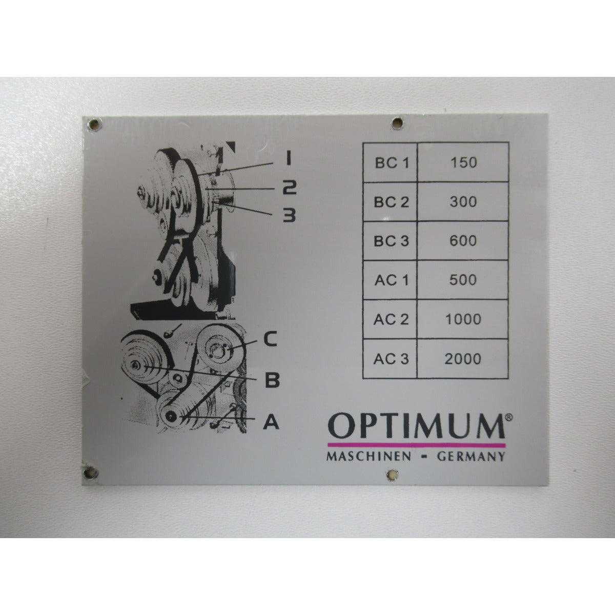 OPTIMUM Drehzahlschild TU3008/V (1) SM-03427200L03