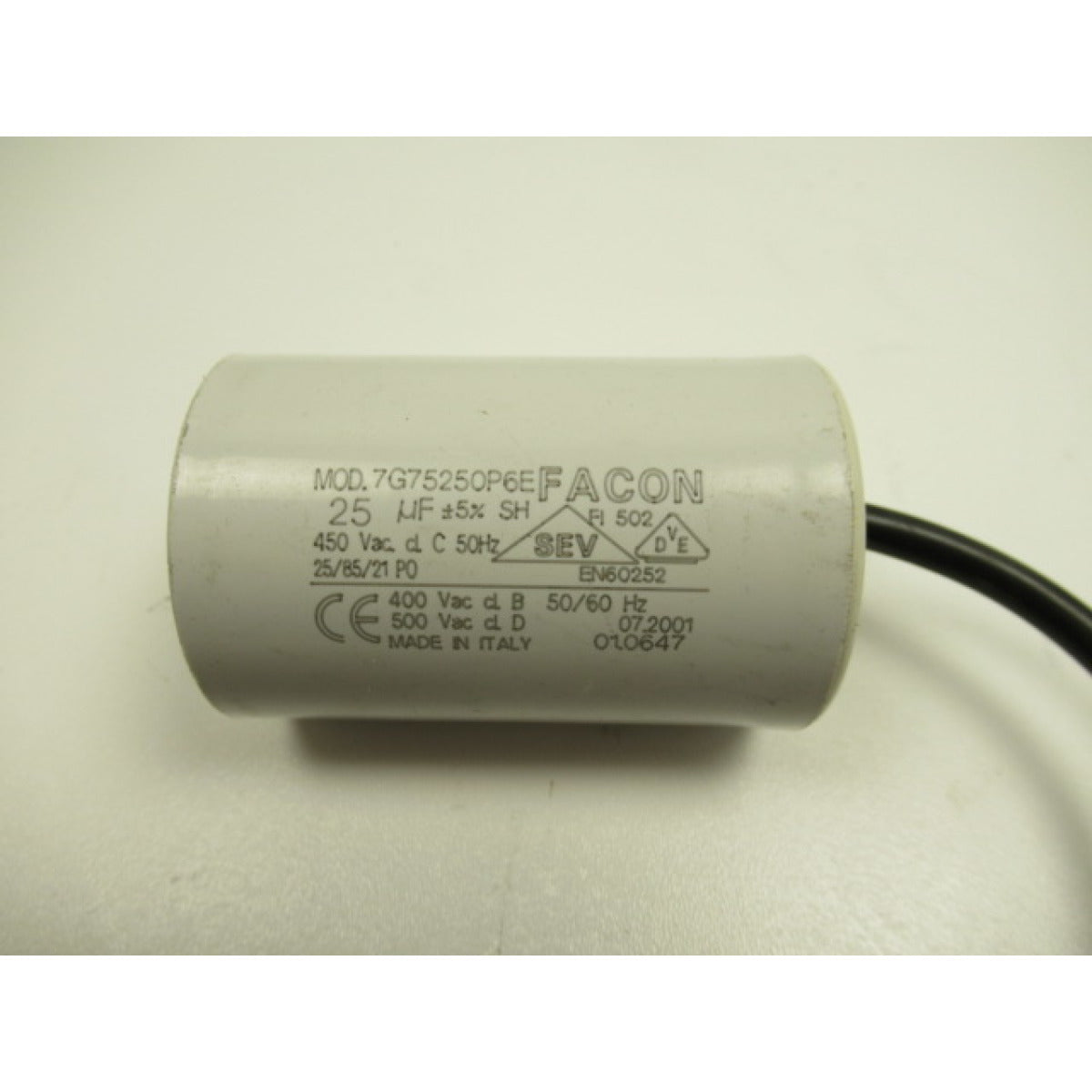 Metallkraft Kondensator MKS 250S,251 / 230V 25µF / 450V AC / Ø45X70 - Art. 0350232