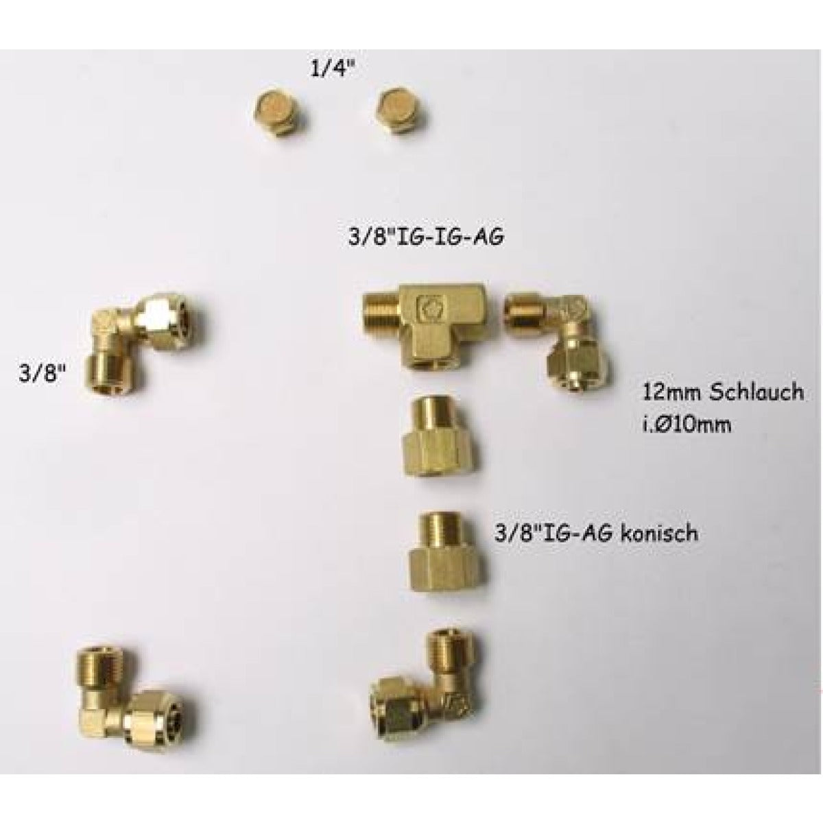 Metallkraft Anschluss-Set AKM 130-3 P, AKM 150-2 Messingfitting-KIT für Pneumatikzylinder - Art. 03833130BCA