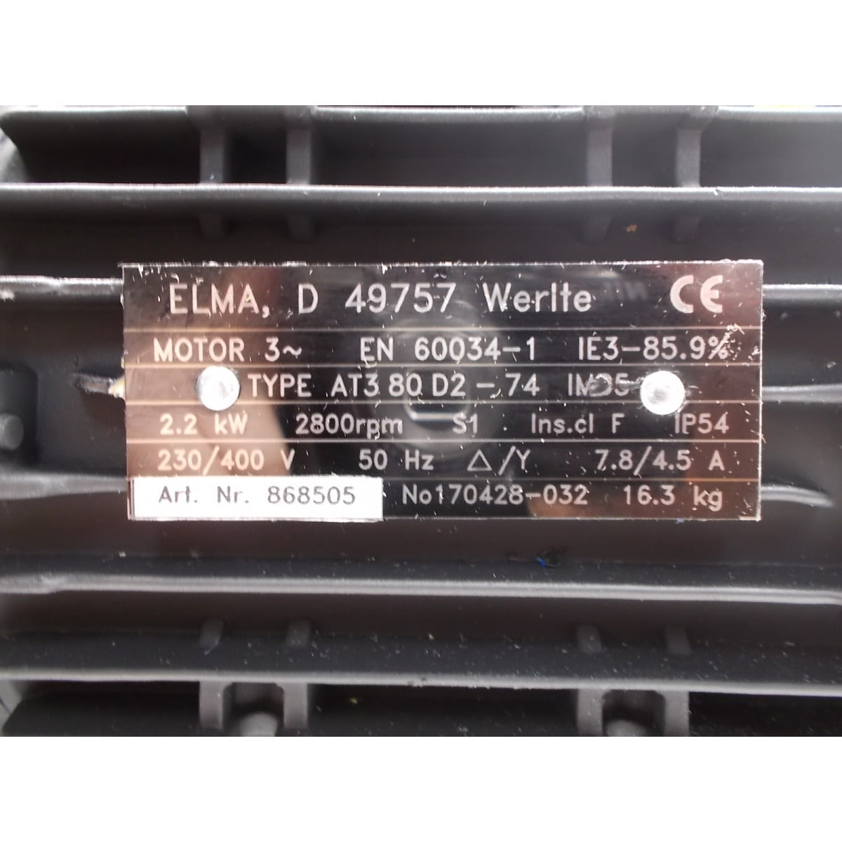 Holzkraft Motor RLA 400V/2,2kW / IE3 Version 868505 / mit Klemmkasten für RLA125-160 - Art. 0513868505 - Web groß Ersatzteil - Sonderposten 2