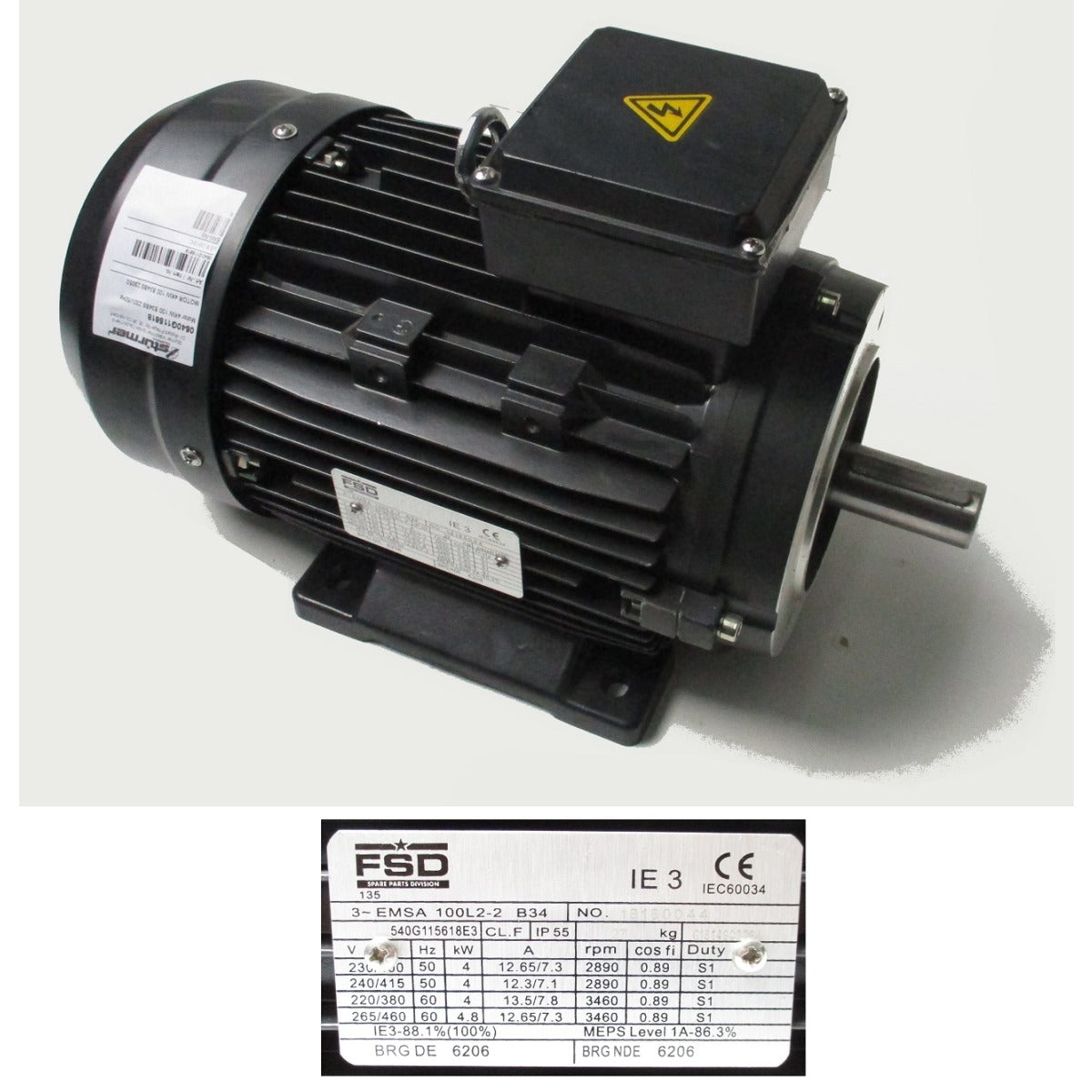 Aircraft Motor 4KW 100 B34BS 230V/50Hz #540G115618E3 - Art. 0540G115618
