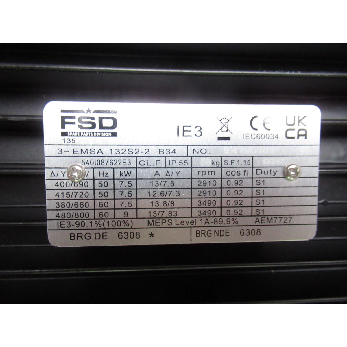 Aircraft Motor 7,5kW/400V/E3 C540I087622E3 - Art. 0540I087622E3