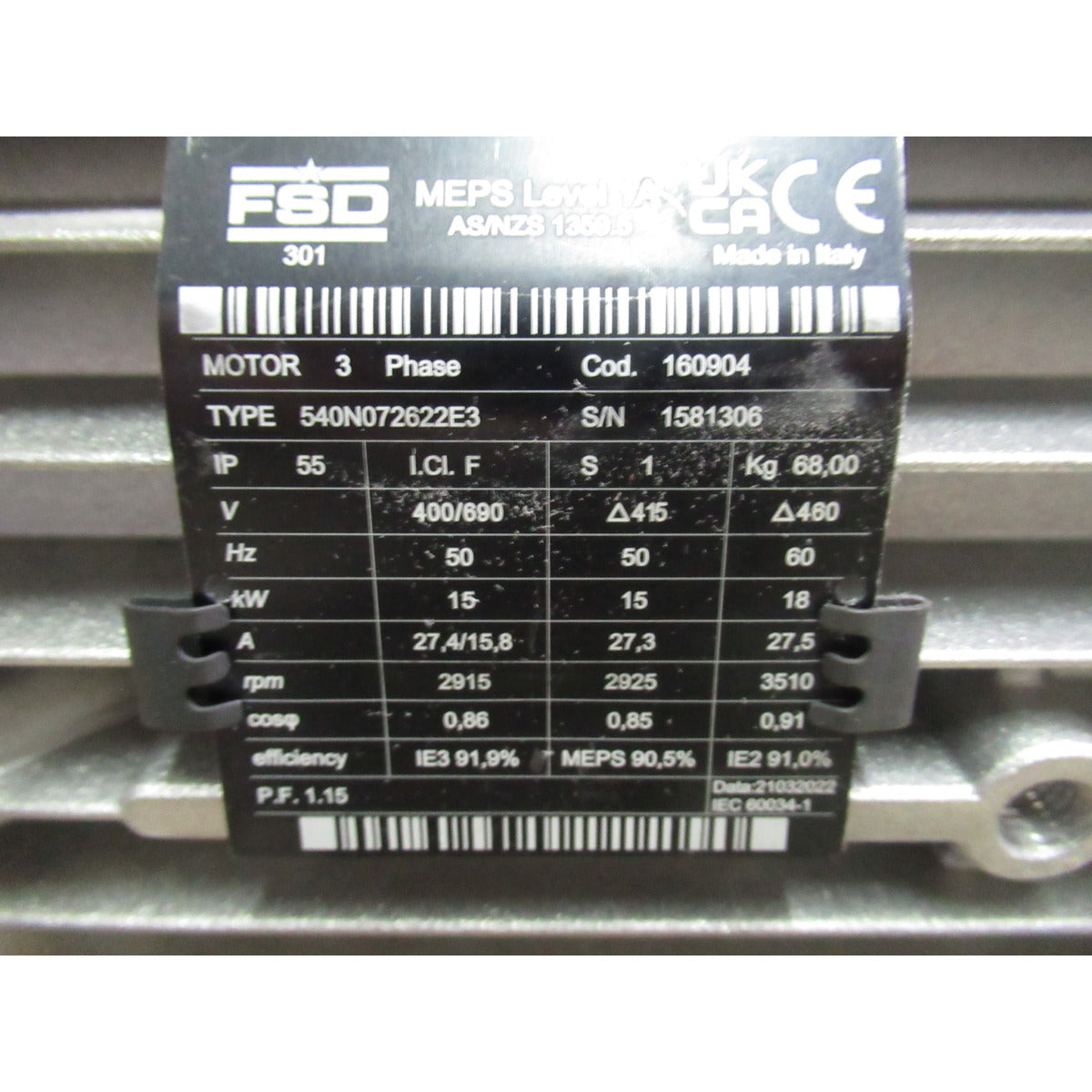 Aircraft Motor 15kW / 400V C540N072622E3 - Art. 0540N072622E3