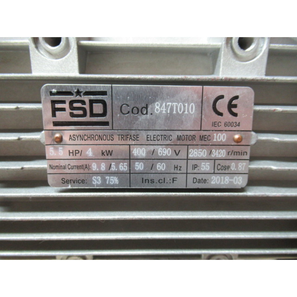Aircraft Motor 5,5 HP 400/700 M100 S3-75 847T01A - Art. 0847T01A