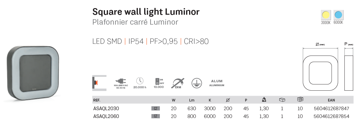 ASLO 20W 6000K IP54 LED-Außenwandleuchte, stylische  Design LED Outdoor Aussenleuchte