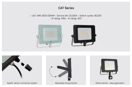 ASLO  100W SMD LED-Flutlichtstrahler CAT-Serie, 8600 Lumen, 4000K, IP65, Schwarz, 120° Abstrahlwinkel – Modell ASCAT10040P