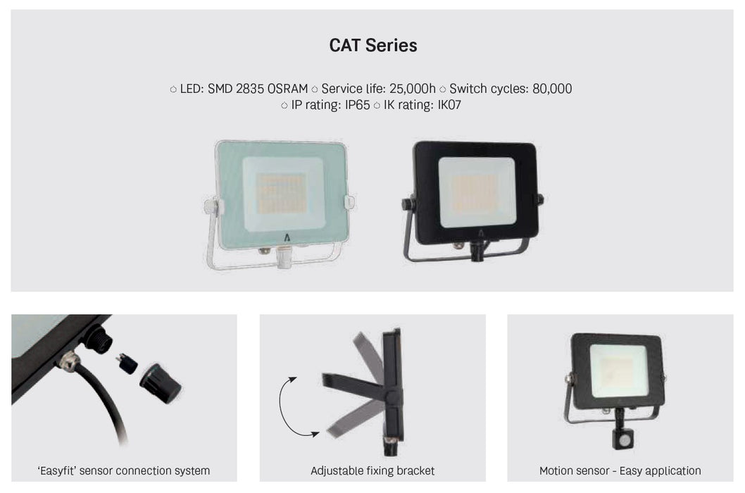 ASLO 100W SMD LED-Flutlichtstrahler, Schwarz, CAT-Serie, 6000K, 8600 Lumen, IP65, 120° Abstrahlwinkel – Modell ASCAT10060P